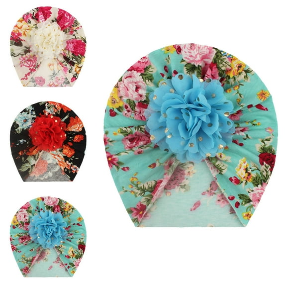 Dadaria Hair Bows for Girls Newborn Baby Boy Girl Floral Hat Headwear Cap Hat Accessories 3 PC Baby Hat B M,Boys Girls