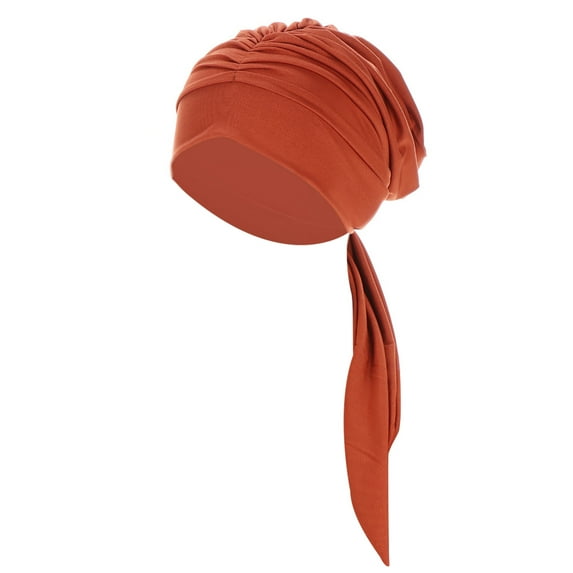 Dadaria Hair Turbans for Women Fashion Women Solid Hat Ruffle Cancer Chemo Hat Beanie Wrap Cap Orange,Women
