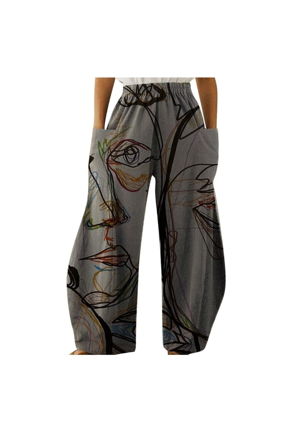 High Waisted Wide Leg Pants for Women Women's Mountain Treetop Print Pocket Sports Running Yoga Athletic Pants Dark Gray S,Women