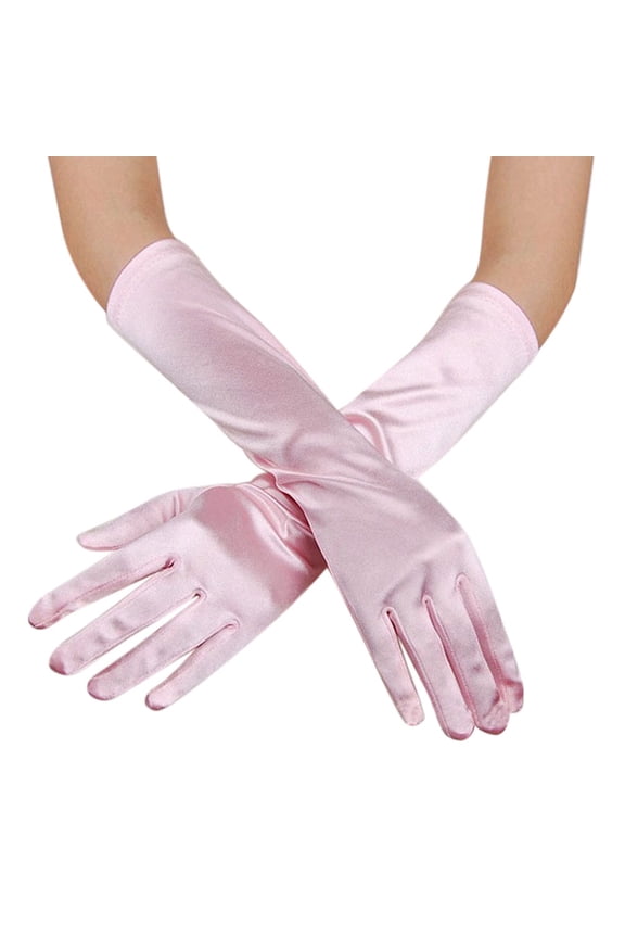 Long Black Gloves Womens Satin Long Gloves Opera Wedding Bridal Evening Party Prom Gloves Pink 1*1*1,Women