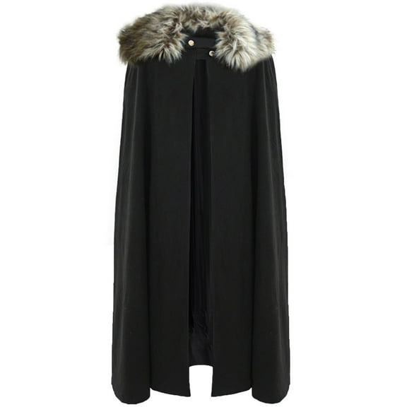 Dadaria Men Halloween Solid Retro Steampunk Cape Woolen Collar Coat Cloak Black S,Men