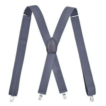 Dadaria Mens Suspenders X-Back 3.5cm Wide Adjustable Solid Straight Clip Suspenders Gray,Men