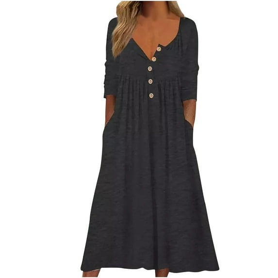 Dadaria Midi Dresses for Women Fall Long Sleeve New Fashion Casual Long Sleeve V-Neck Contrast Color Sweater Top Women's Clothing Sweatshirt Dress Black XS,Women