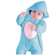 Newborn Toddler Baby Girl Boy Hooded Romper Jumpsuit Winter Outfits ...