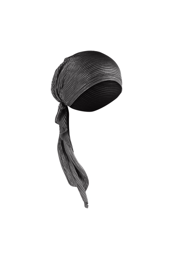 Pirate Scarf Women Solid Ruffle Chemo Hat Headwear Head Wraps Turbans Beanie Cap Headwraps Black One Size,Women