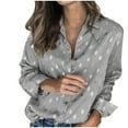 thumbnail image 1 of Dadaria Shirts for Women Dressy Casual Fall Women's New Popular Women's Shirts Long-sleeved Bronzing Polka Dot Printing Personalized Women's Tops Gray M,Women, 1 of 1