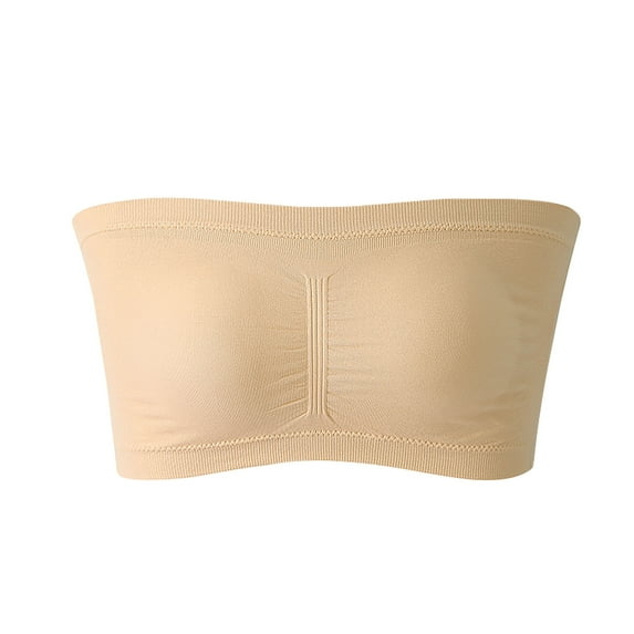 Dadaria Strapless Bras for Women Wireless Women Stretch Strapless Bra,Summer Bandeau Bra,Plus Size Strapless Bra,Comfort Wireless Bra Beige XXXXL,Women