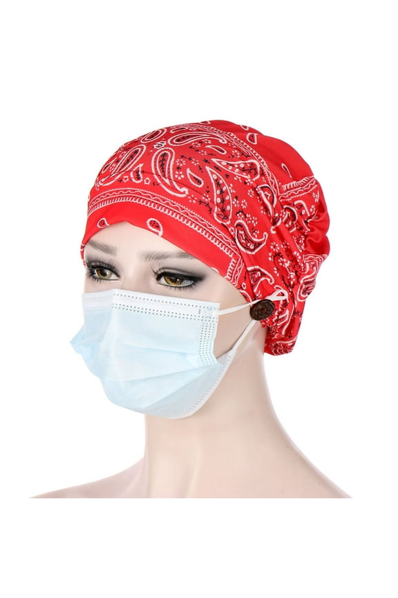 Turbans for Women Head Wraps Women With Buttons Hat Cancer Chemo Hat Beanie Wrap Cap Red,Women