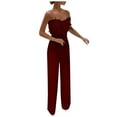 thumbnail image 1 of Dadaria Winter Jumpsuits for Women Dressy Women's Jumpsuits Slim Cut Waist Ruffle Casual Jumpsuit Wine XS,Women, 1 of 1
