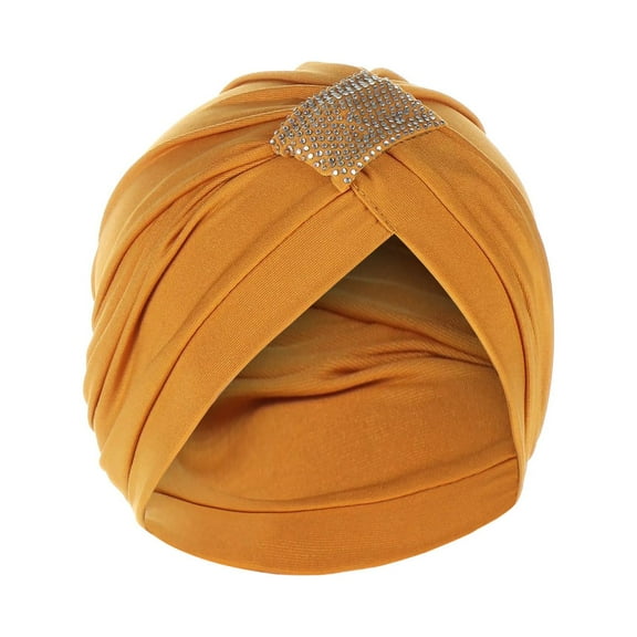 Dadaria Witch Hats for Women Solid Rhinestone Ruffle Chemo Hat Headwear Head Wraps Turbans Beanie Cap Headwraps Yellow One Size,Women