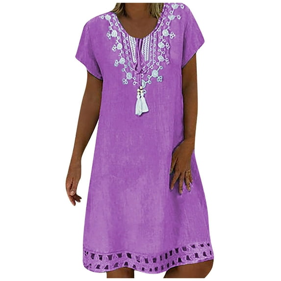 Dadaria Womens Dresses with Sleeves for Wedding Guest Womens Short Sleeve V Neck Homewear Pajamas Long Nightgowns Sleepwear Purple XS,Female