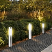 Pathway Solar Light, Waterproof Stainless Steel Smart Lamp Lights for Garden Outdoor Landscape Yard Lawn Street Decoration, 12in