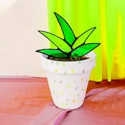 Dadatutu Artificial Succulent Plants, Green Faux Cactus with Pot, Indoor/Outdoor Tropical Decor, Window Sill Display