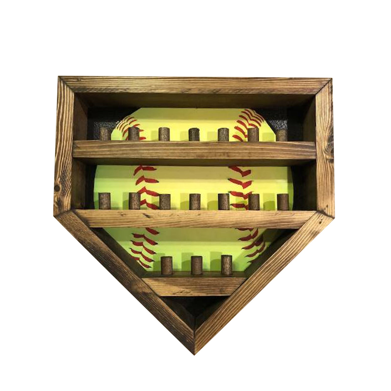 Dadatutu Baseball Display Case Wall Mount Wood Display Holder, 14Inch