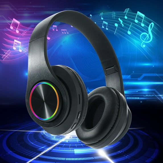 Dadatutu Color Changing Bluetooth Headphones, Foldable LED Light, Android/iOS Compatible, Quiet Gaming/Listening, Wireless, Rechargeable