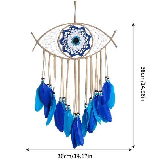 Dadatutu Evil Eye Dream Catcher Blue Black Dream Catchers Handmade Feather Evil Eye Wall Hanging Ornament Home Decor for Bedroom Livingroom Yard, Blessing Craft Gift Bring Good Luck