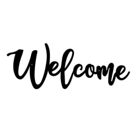 Dadatutu Metal Welcome Sign Welcome Script Wall Sign Front Door Welcome Sign Welcome Sign Wall Decor for Front Door Home Wall Decorations, Black, 15.7X5.9Inch