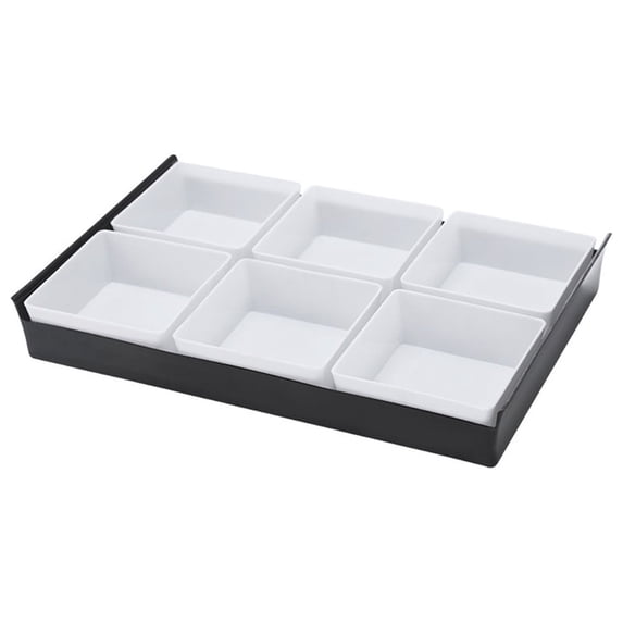 Dadatutu Plastic Bowls Set with Tray, Removeable White Serving Bowls for Entertaining Parties, Divided Serving Platter for Snacks, Salsa, Sauces, Appetizers, Nuts, Fruits Etc