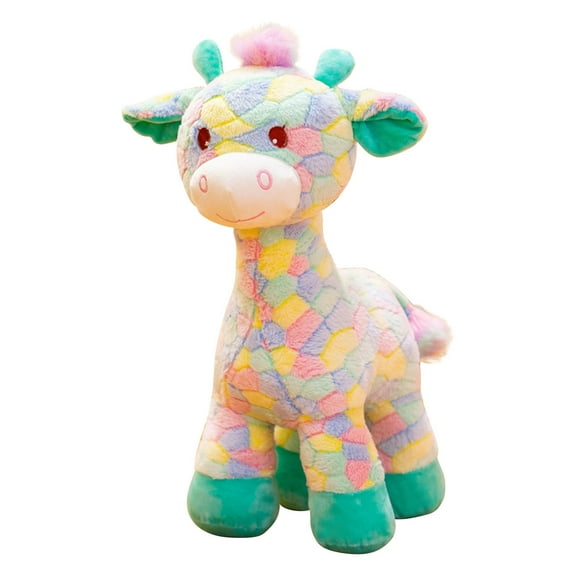 Dadatutu Rainbow Color Giraffe Plush Pillow, 13.7 Inch Cute Plush Animal Kawaii Soft Plush Toy, Birthday Gift for Boys Girls Teenagers Girlfriend Room Decoration