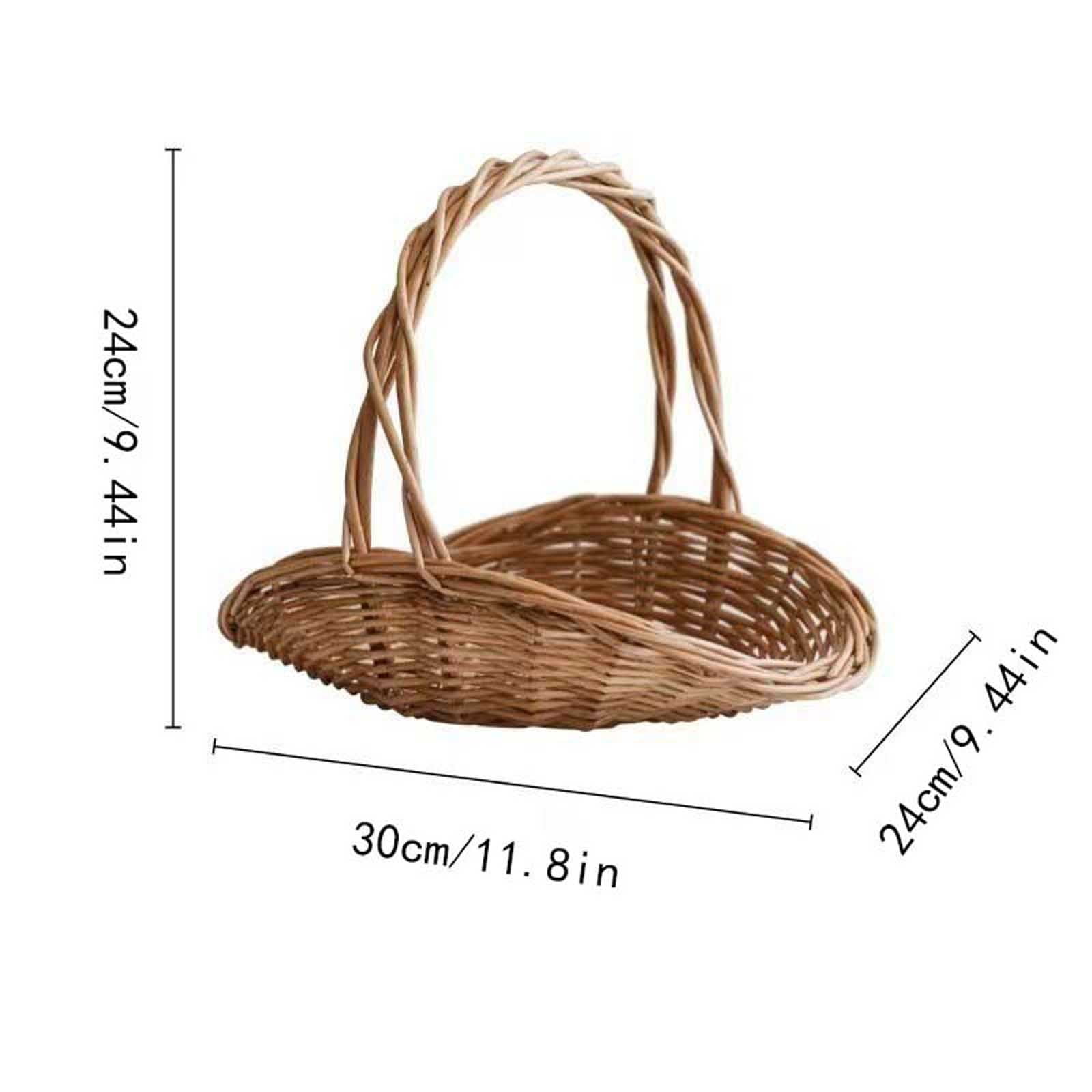 Ikasus Rattan Basket Half Moon Wicker Basket With Handle Willow Straw Basket Small Woven Basket Wedding Flower Gift Baskets Sturdy Picnic Basket For Garden Storage Wedding Home Decor, Type 2