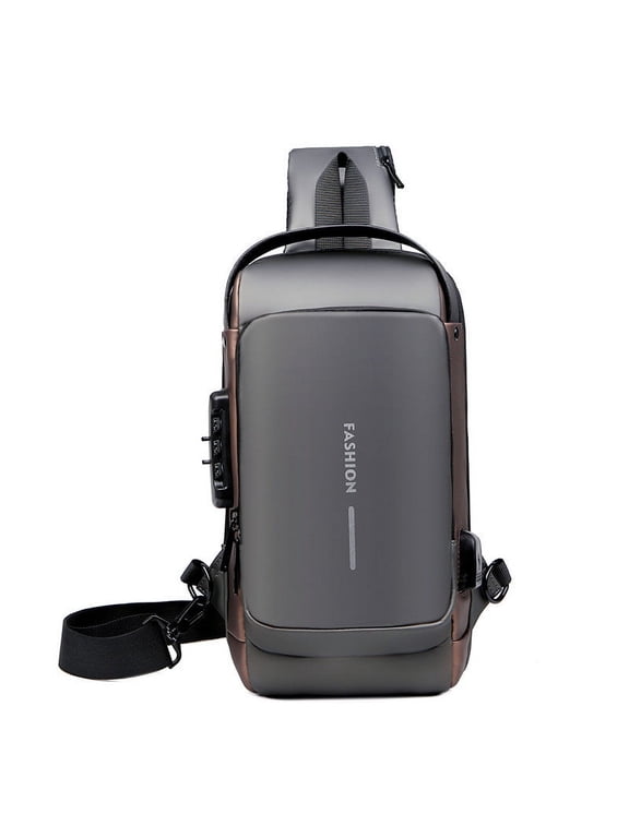 Sling Backpack for Adult, with Password Lock, Casual Shoulder Bag with Usb Charging Port Chest Daypack for Hiking Sports Travel, Black