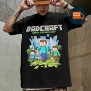 Dadcraft Happy Father's Day Shirt - Mine craft Video Games Dad Gamers Tee - Funny Pixel Gift for Geeky Dads