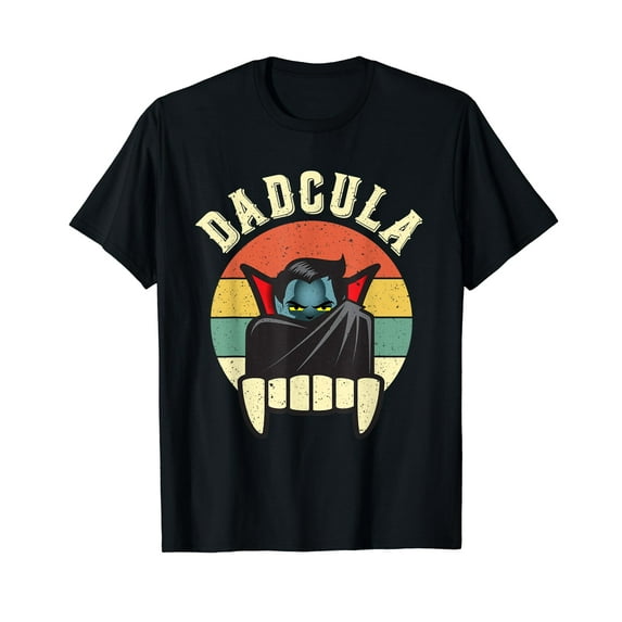 Dadcula Daddy Matching Family Halloween Dad Retro Vintage Crew Neck Black T-Shirt