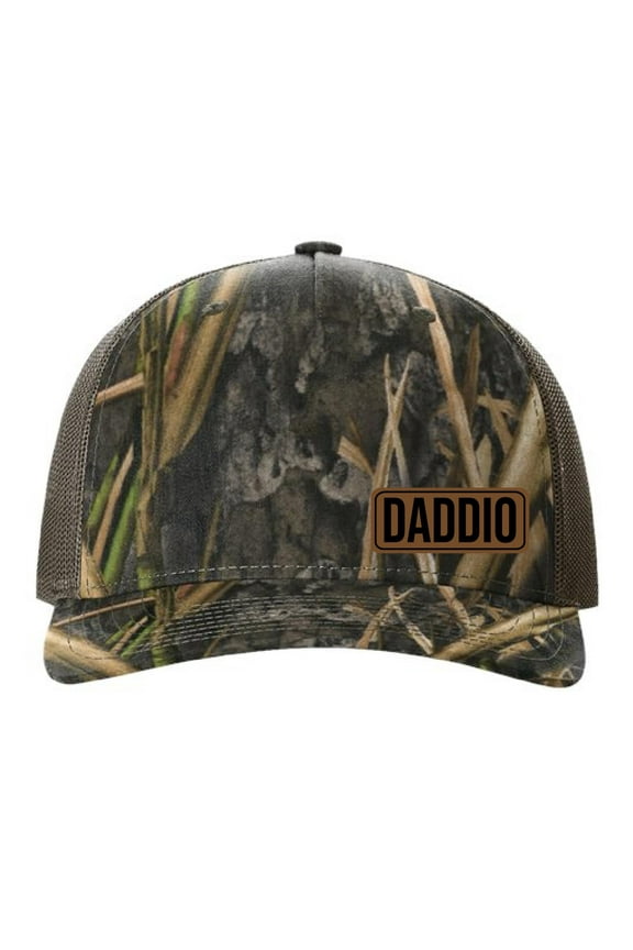 Daddio Vegan Leather Patch Cap - Richardson 112, Dad Hat, Dad Gift, Daddy Hat, Richardson Hat, Leather Richardson Hat 112 (Oak/Brown)
