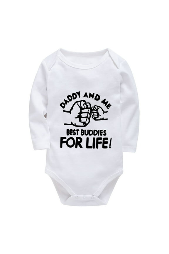 Daddy And Me Best Buddies For Life Newborn Outfit Boy Long Sleeve Neutral Baby Clothes Newborn White Baby Girl Onsie