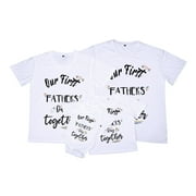 YUEQMVL Daddy And Me Family Matching Outfits Mama Papa Mini Letter T Shirt Tops Father's Day Shirts Mother Father Dad And Son Baby Romper Bodysuit Family Photoshoot Clothes Set Matching Pajama Pants for