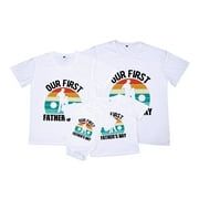 YUEQMVL Daddy And Me Family Matching Outfits Mama Papa Mini Letter T Shirt Tops Father's Day Shirts Mother Father Dad And Son Baby Romper Bodysuit Family Photoshoot Clothes Set Matching Plaid Pajamas Pants