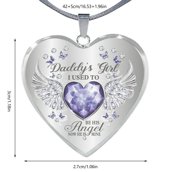 Daddy' Angelss Dad And Daughter Angelss Wingsss Heart Drop Necklace Angelss Wing Jewelry Necklace For Dad Daughter Heart Memorial Keepsake