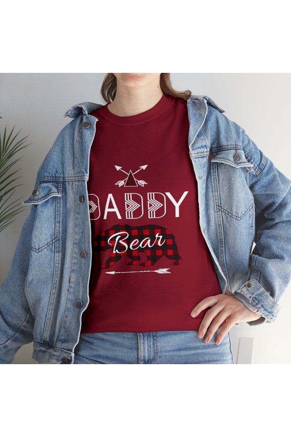 Daddy Bear Buffalo Plaid Matching Family Christmas Camping T-Shirt