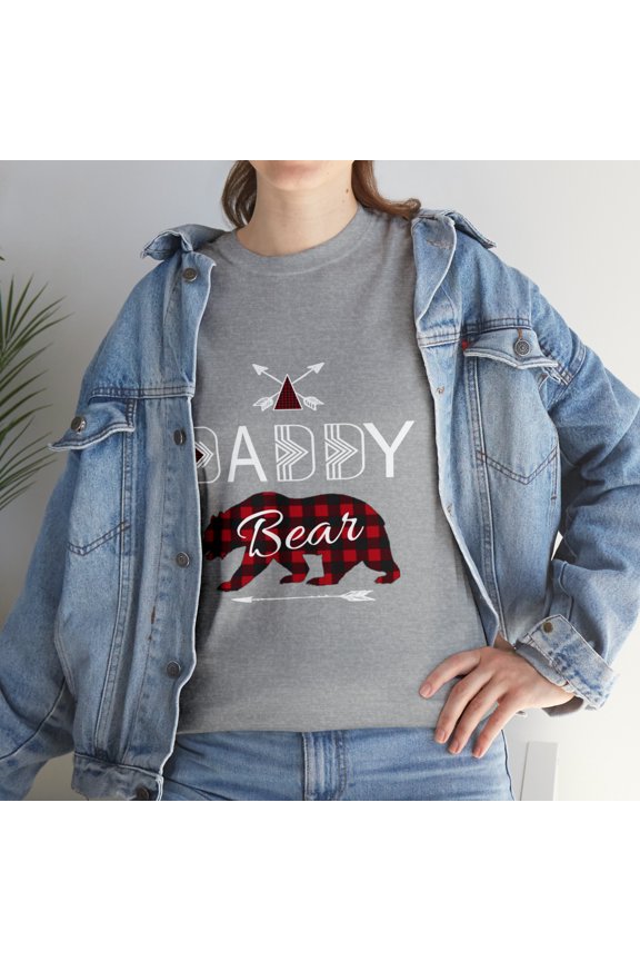 Daddy Bear Buffalo Plaid Matching Family Christmas Camping T-Shirt