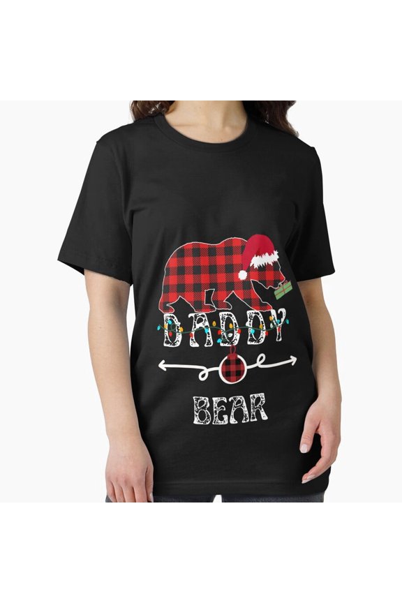 Daddy Bear Christmas Pajama Red Plaid Matching Buffalo Family Gift Essential Unisex T-Shirt, up to Size 5XL