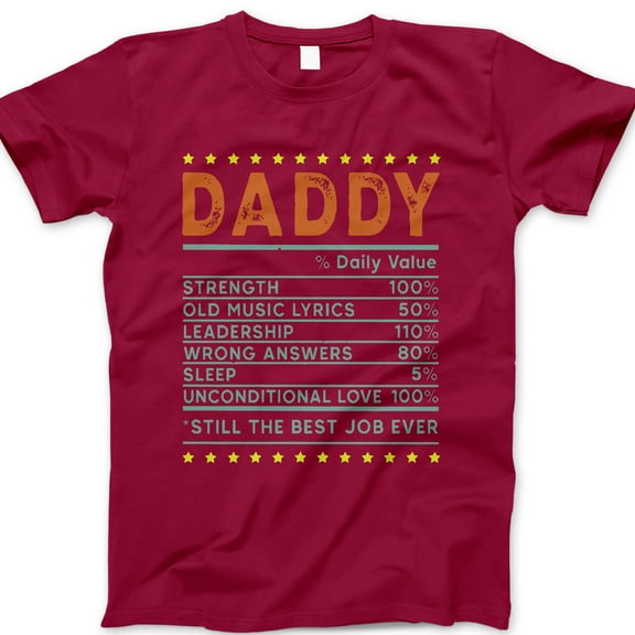 Daddy Daily Value T-Shirt – Funny Nutrition Label Graphic Tee for Dad, Best Job Ever Father’s Day Gift, Cute Dad Joke Shirt, Fatherhood Humor Apparel, Cool Casual T-Shirt for Men