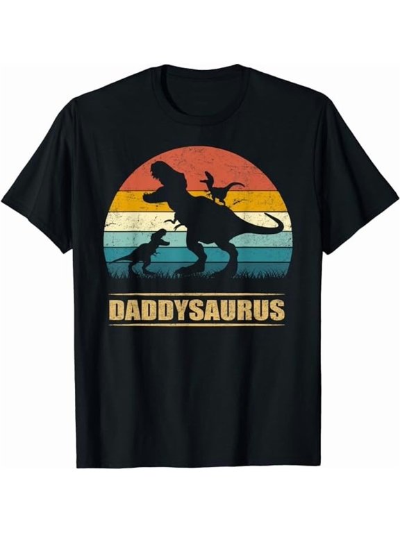Daddy Dinosaur Daddysaurus 2 Two news Funny Father's Day dad T-Shirt
