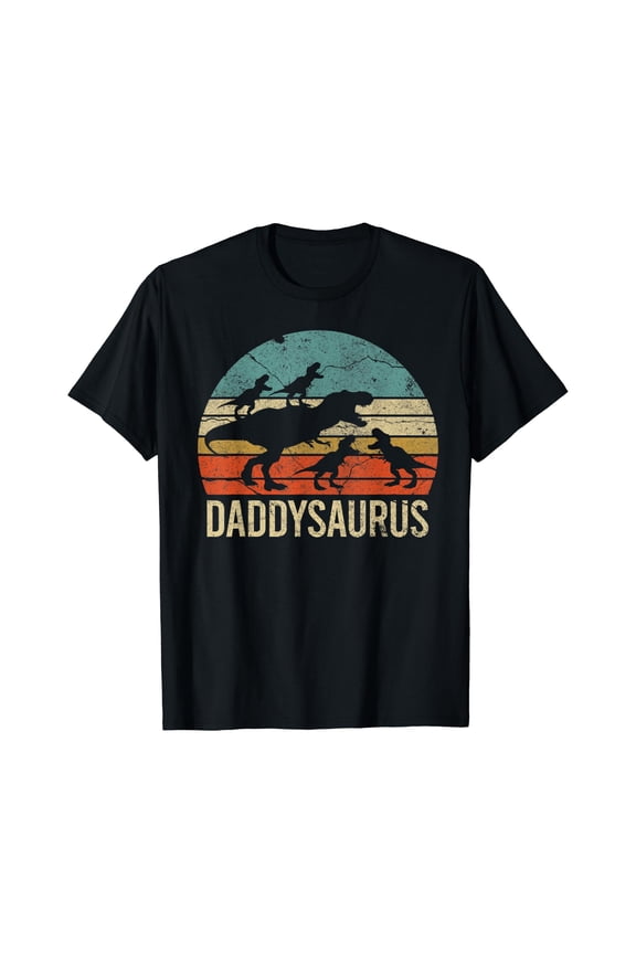 Daddy Dinosaur Daddysaurus 4 four kids Gift For Father Day T-Shirt, Unisex T-Shirt