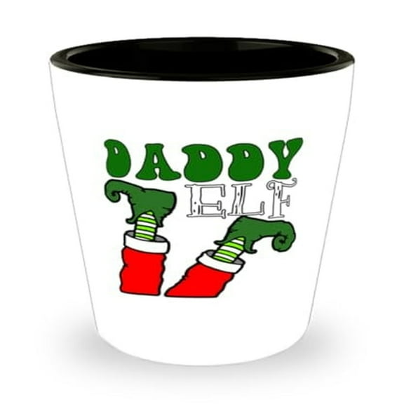 Daddy Elf Christmas Shot Glass, 1.5oz Mini Glassware, Perfect Parents Gift for Holiday Season, Ideal Festive Celebrations