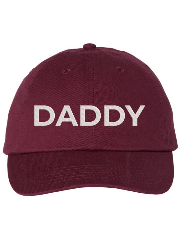 Daddy Embroidered Dad Hat | 100% Cotton Adjustable Baseball Cap | Casual Father's Day Hat for Dad (Maroon)