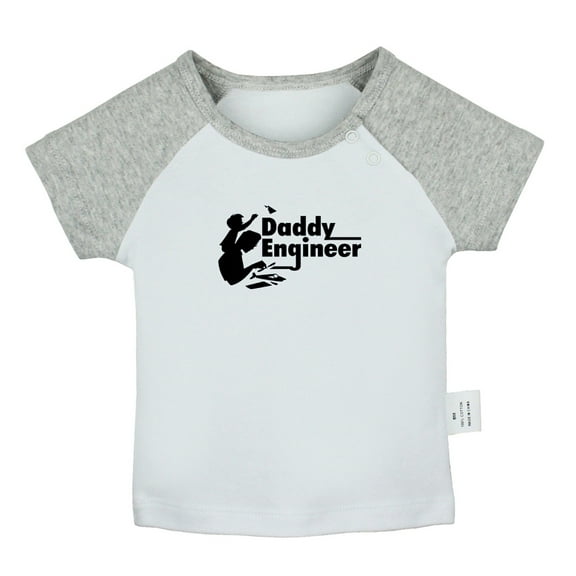 Daddy Engineer Funny T shirt For Baby, Newborn Babies T-shirts, Infant Tops, 0-24M Kids Graphic Tees Clothing (Short Gray Raglan T-shirt, 6-12 Months)