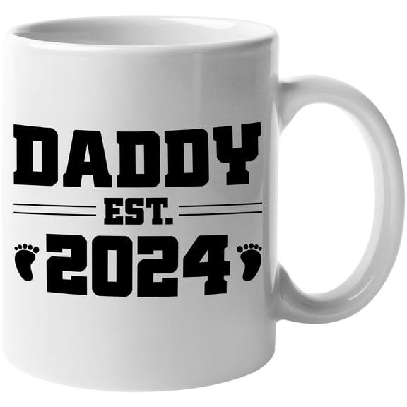 Daddy Est. 2024, Father's Day, Pregnancy Announcement, Baby Shower, White 11oz Ceramic Mug