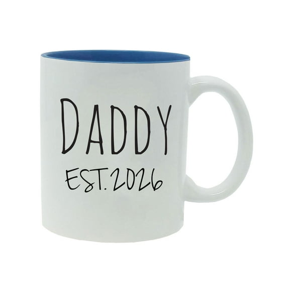 Daddy Established Est. 2026 11-Ounce Ceramic Sublimation Coffee Mug with Gift Box, Light Blue