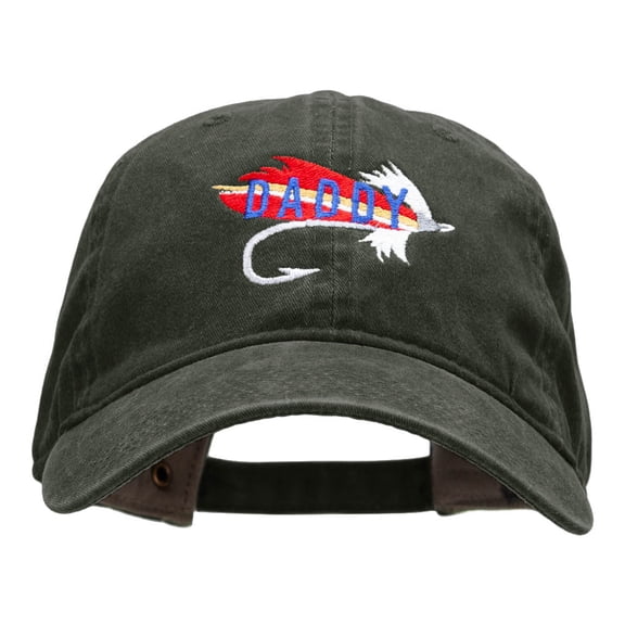 Daddy Fishing Tackle Embroidered Washed Cotton Cap - Black OSFM