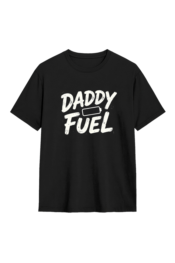 Daddy Fuel Battery Rough Script Font Cool Graphic Tee for Men, Fun BBQ Cotton Short Sleeves T-Shirt