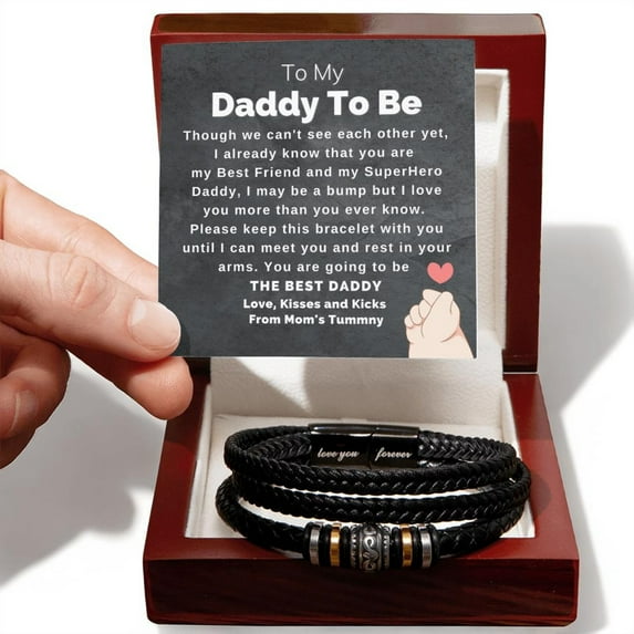 Daddy To Be Gift from Bump, Bracelet for Daddy To Be, Future Dad Gift, Meaningful Gifts for Daddy To Be, New Dad Gift with Message Card and LED Box, First Fathers Day Gift for Men