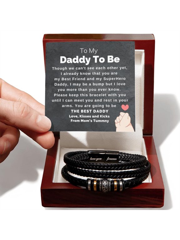 Daddy To Be Gift from Bump, Bracelet for Daddy To Be, Future Dad Gift, Meaningful Gifts for Daddy To Be, New Dad Gift with Message Card and LED Box, First Fathers Day Gift for Men