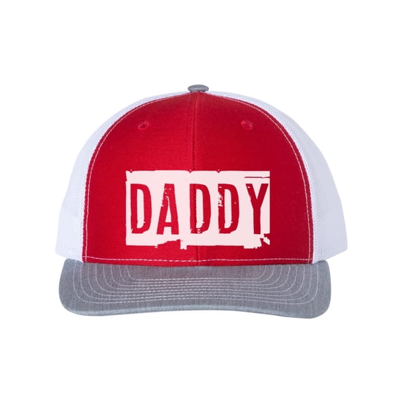 Daddy Hat, Daddy, Dad Hat, Snapback, Gift For Dad, Father's Day Gift, Dad Cap, Trucker Hat, 10 Different Colors, Adjustable, White Text, Red/White/Heather