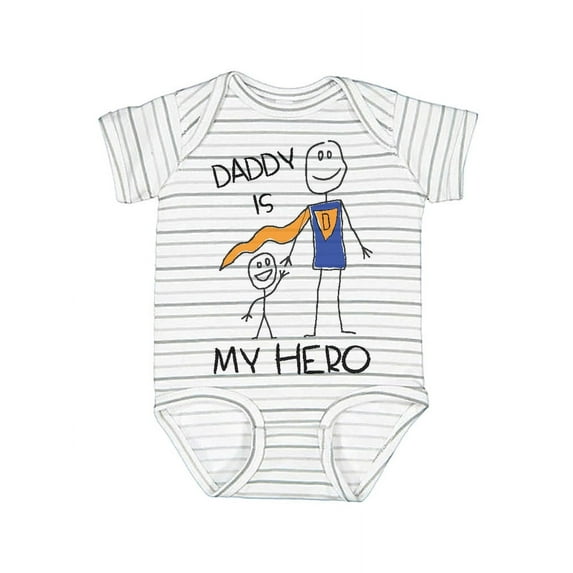 Daddy Is My Hero Fathers Day Baby Boy Girl Outfit New Dad Gifts I Love Papa Infant Bodysuit 12M (6-12M) Gray Stripes