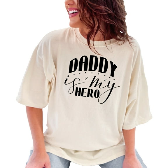 Daddy Is My Hero T-Shirt, Father's Day Gift Tee, Cute Daddy Shirt, Gift for Dad, Dad T-Shirt, Family Matching Tees, Fatherhood Apparel, Ivory Comfort Colors T-Shirt, 2XL